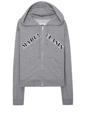 MM6 Maison Martin Margiela Gray Zip Hoodie Jacket with Diagonal Logo